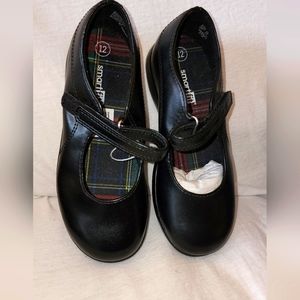 Girls Smart Fit New Black Leather Mary Jane's plaid sole, S 12.  (2 of 2)